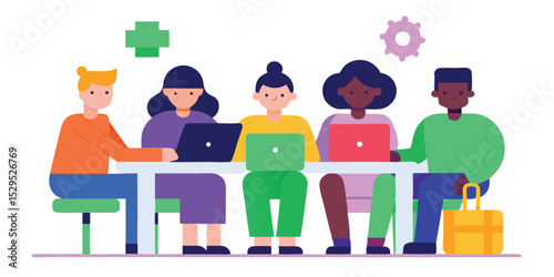 create-a-diverse-team-collaborating-in-an-office-s.eps