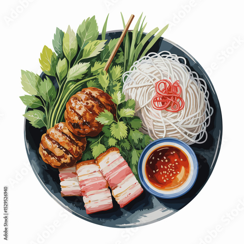 Vietnamese Grilled Pork and Vermicelli with Dipping Sauce