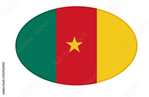 Cameroon flag ellipse shaped. vector	