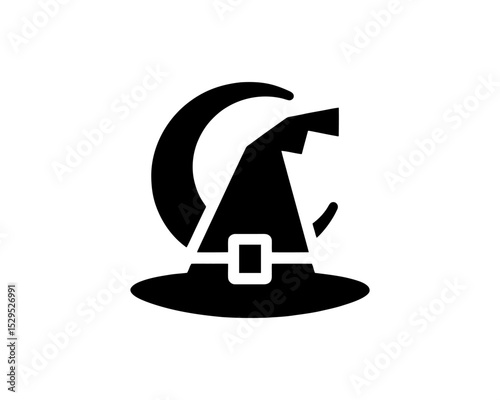 Modern flat witch hat logo design