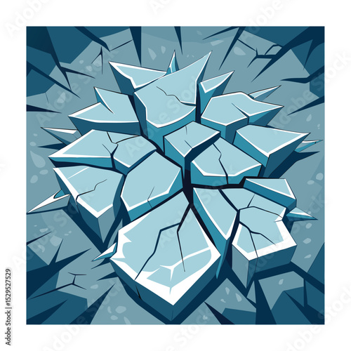 Cracked Ice Platform: Isolated Vector Illustration for Games and Design
