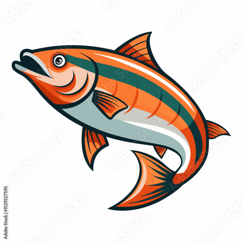 Illustration of a fresh salmon fillet on a clean white background ideal for culinary or food
