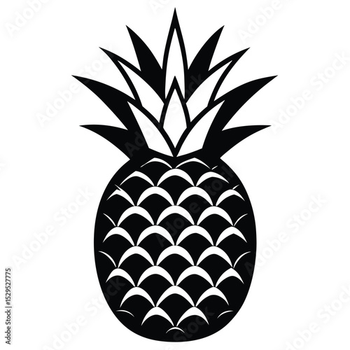 Simple pineapple outline is a minimalist symbol of summer fruit in elegant monochrome
