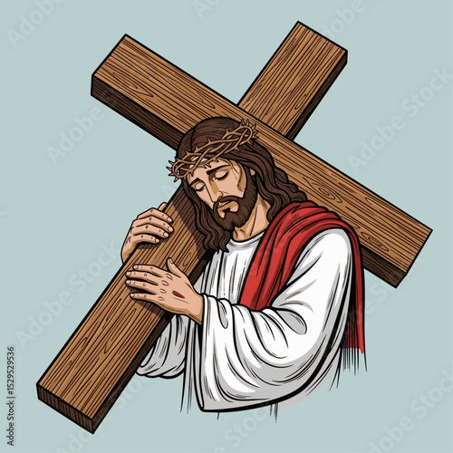 Powerful depiction of Jesus Christ carrying the cross inspiring faith and devotion