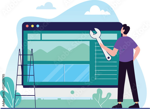 Web developer working on computer website design coding programming software development technology professional workspace