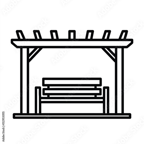 Garden bench and arbor: An artistic representation of an arbor with a simple bench, perfect for relaxation in a park or backyard setting. 