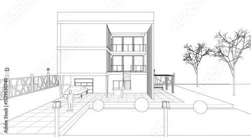 residential building concept 3d illustration