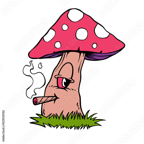 Cartoon monster mushroom vector hand drawing style