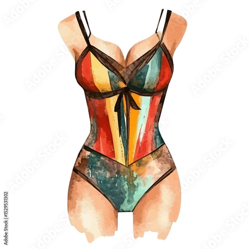 watercolor vector of Bodysuit, high quality, isolated on a white background.