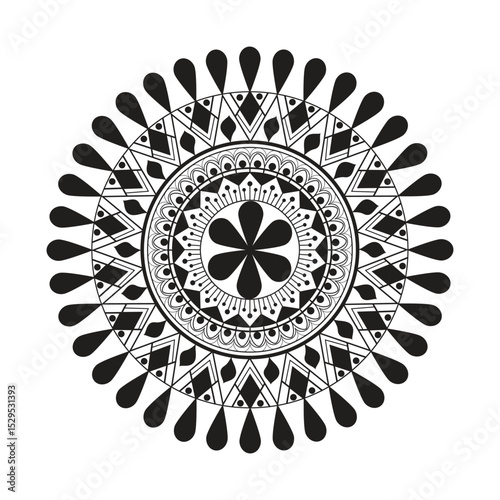 Premium Ethnic Mandala Pattern – Black and White Decorative Design