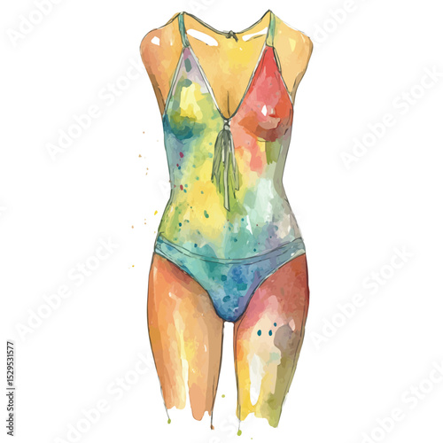 watercolor of Bodysuit, vector high quality, isolated on a white background.