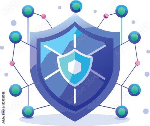 Cybersecurity shield protection network security data privacy internet safety digital technology business concept illustration