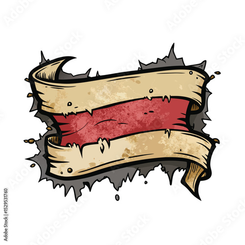 Bloody Parchment Banner: Ripped, Torn, and Stained - Perfect for Fantasy Game Assets