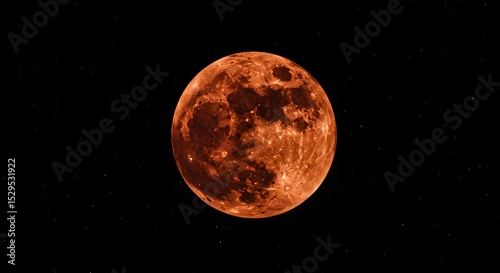 Dramatic Red Moon with Stars in the Night Sky