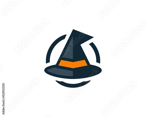 Flat witch hat vector logo with style