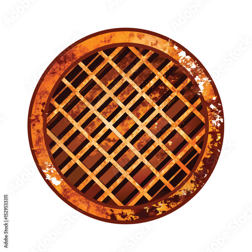 Rusty Metal Barrel Illustration: Aged Industrial Container for Resource Storage