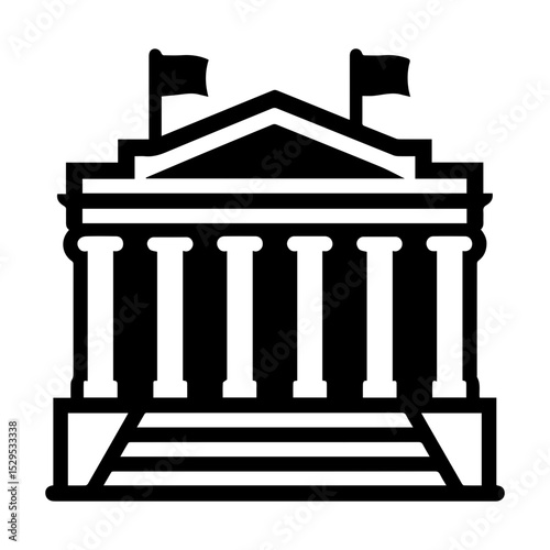 Brooklyn Museum icon representing neoclassical cultural institution in New York City with transparent background
