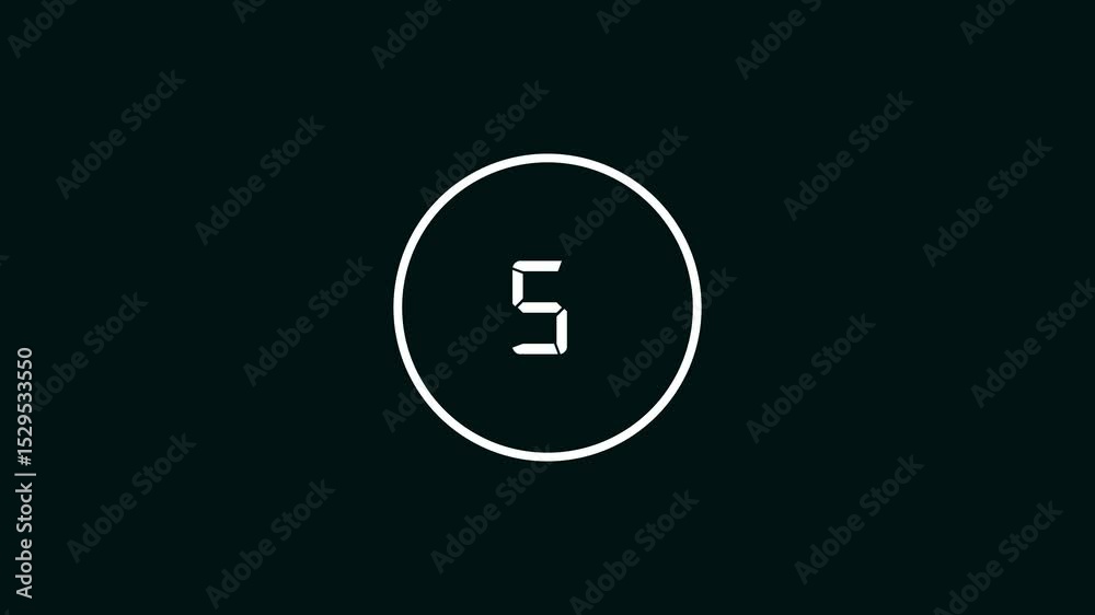 circle Loading bar animation with counting from 10 to 0 Loading circle animation on Black background.