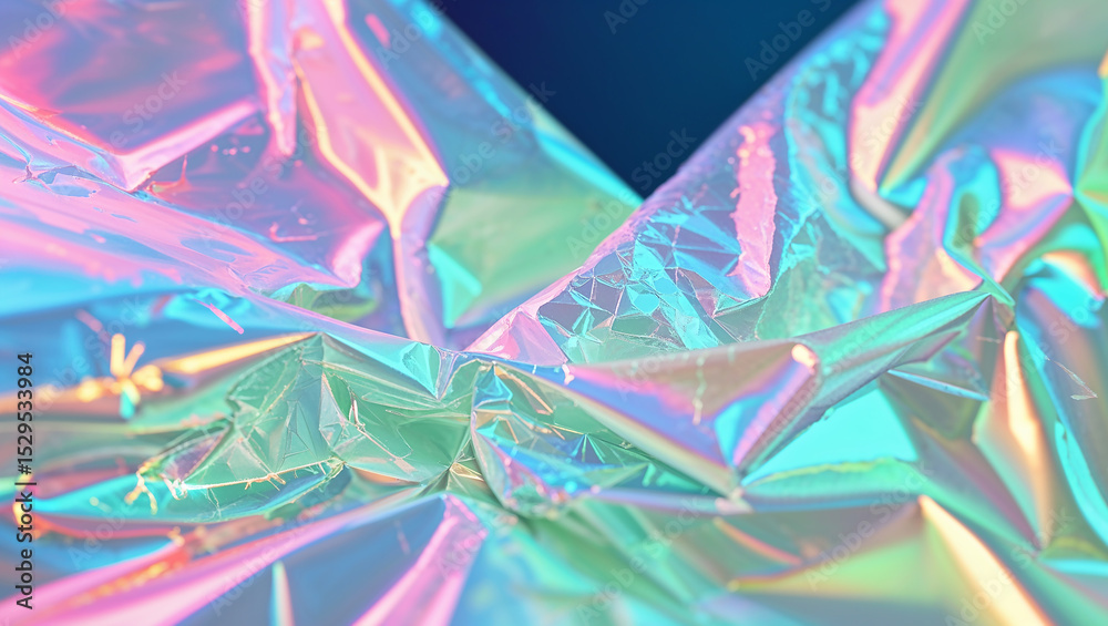 Fototapeta premium Iridescent holographic material creating abstract colorful background