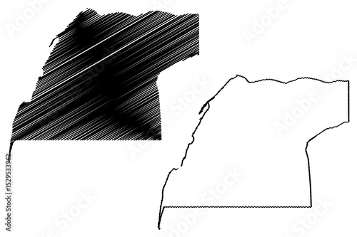 Dakhla-Oued Ed-Dahab Region (Administrative divisions of Morocco, Kingdom of Morocco, Regions of Morocco) map vector illustration, scribble sketch Oued Ed-Dahab-Lagouira map