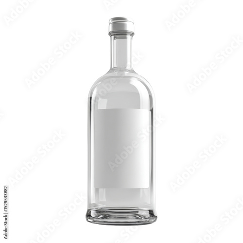 Wallpaper Mural Clear Glass Bottle with Blank Label Ideal for Branding and Product Photography in Studio Setting Transparent background or png Torontodigital.ca
