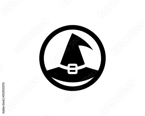 Halloween branding logo with witch hat shape