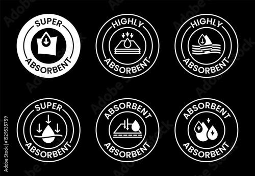 Water absorbent icon set, Water drop absorb sign symbol