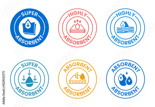 Water absorbent icon set, Water drop absorb sign symbol