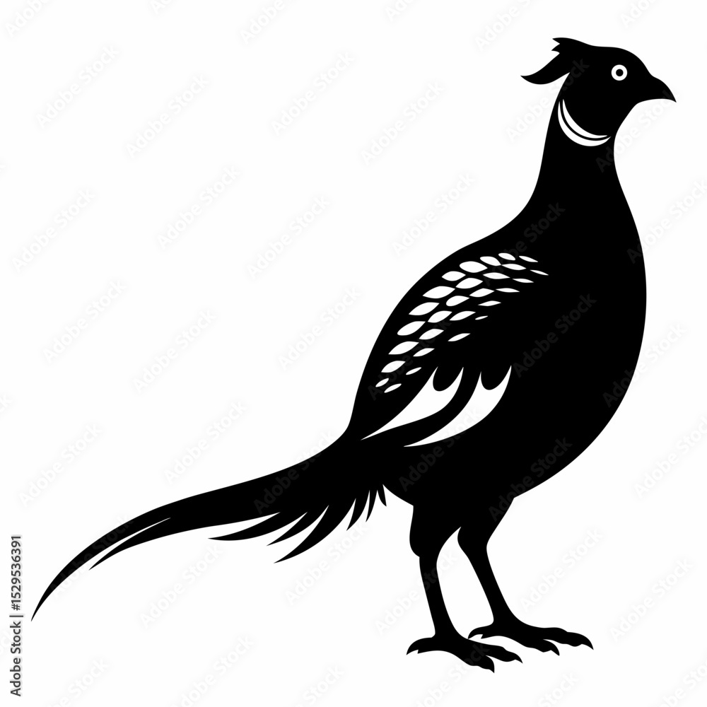 Fototapeta premium Pheasant silhouette vector illustration on a white background perfect for logos icons and graphic design projects