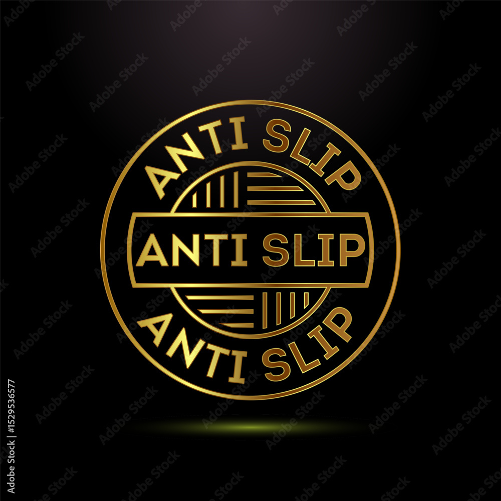 Obraz premium Anti slip icon design illustration. Non slip safety icon, Slip prevention sign symbol in gold color style