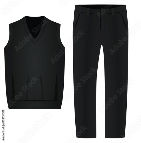 Black knitted pullover and pants. vector illustration	