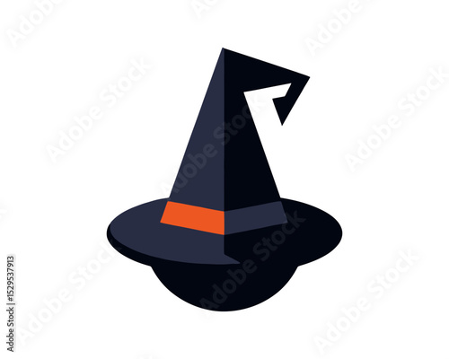 Halloween flat design logo with witch hat