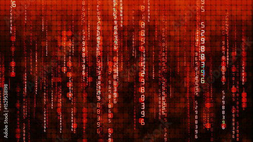 Obraz na plátne A dramatic digital presentation showing a vibrant red and deep black matrix inte