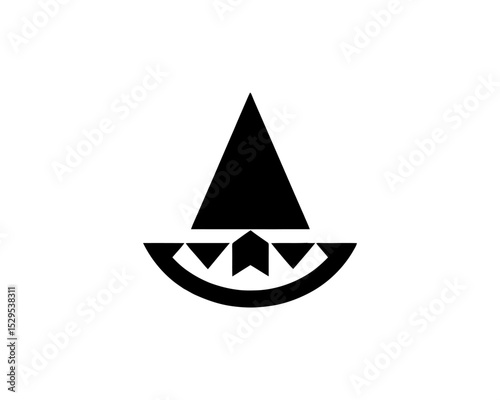 Flat minimalist vector of witch hat logo