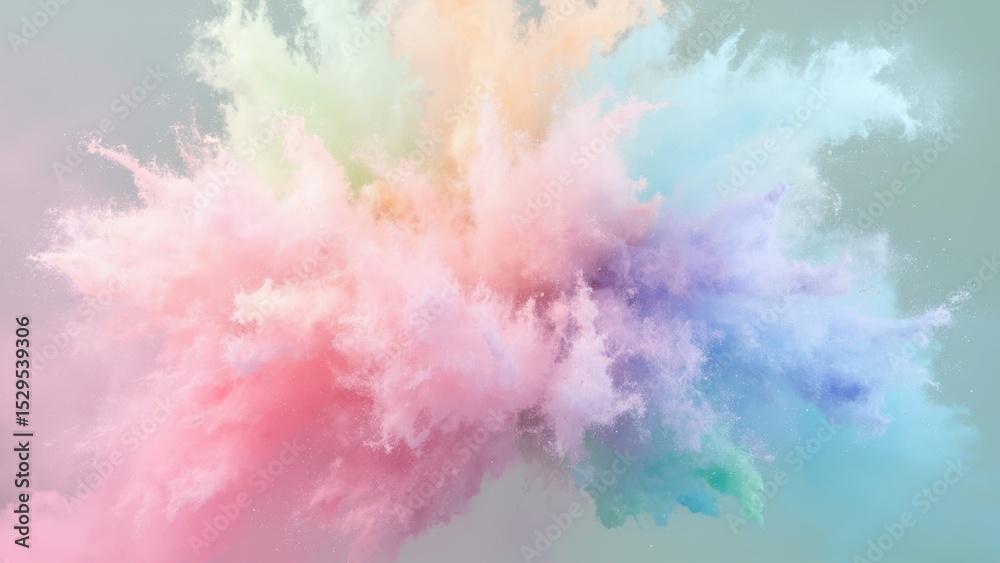 Obraz premium Soft pastel powder explosion Gentle explosion of various soft pastel-colored powders. Concept of delicate color and energy.
