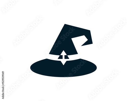 Minimal halloween logo featuring witch hat icon