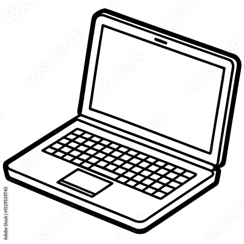 Minimal Laptop Vector on White Background