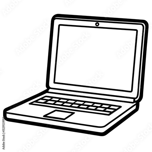 Minimal Laptop Vector on White Background