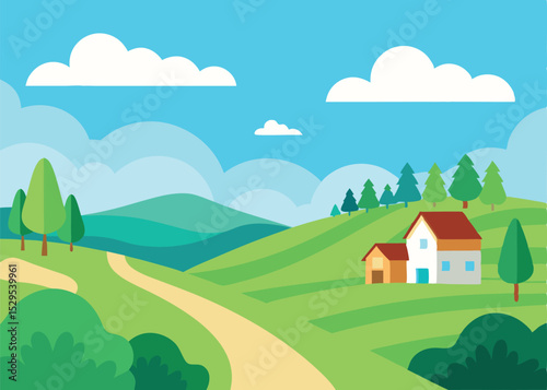 rural landscape with a house