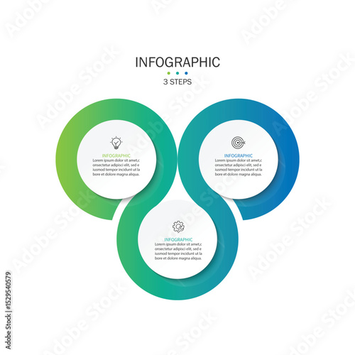 Circle chart infographic template with 3 options for presentations