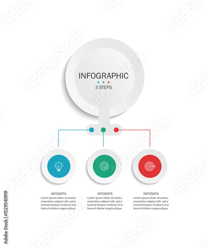 Circle chart infographic template with 3 options for presentations