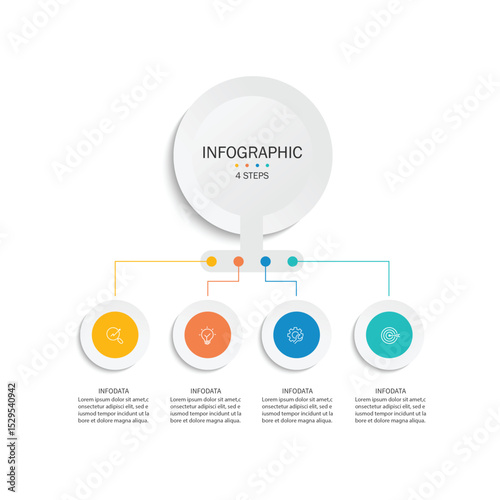 Circle chart infographic template with 4 options for presentations
