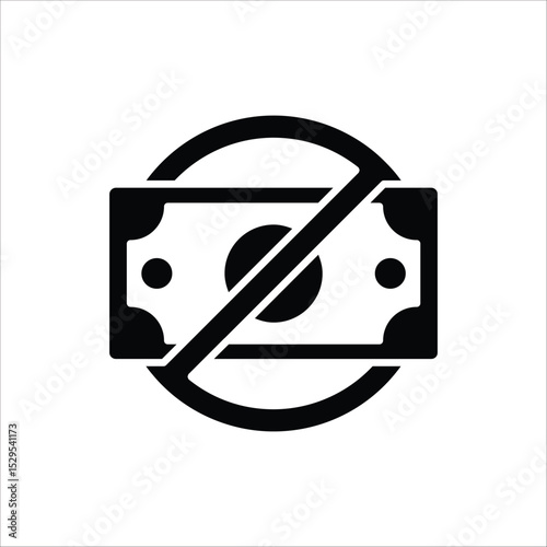 No money icon. Stop corruption crime symbol. Cash money, loan and mortgage outline icons. Isolated on white background.