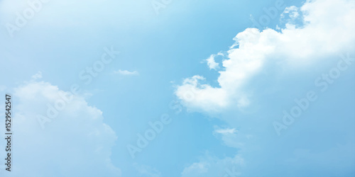 Blue sky panorama view clouds, daylight, the natural air is beautiful, vast white cartoon soft background, clear splashed bright wallpaper cover page sunny