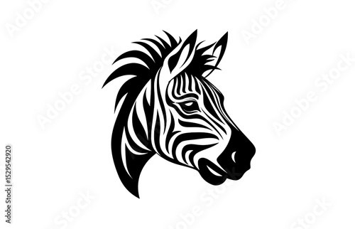 Black and white zebra head for logo and modern design. White background.