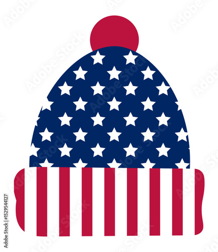Knitted winter hat featuring the United States flag, ideal for celebrating Independence Day or any patriotic event, adding warmth and style to festive occasions