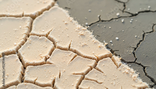 Cracked dry soil texture with contrasting colors and fine details  