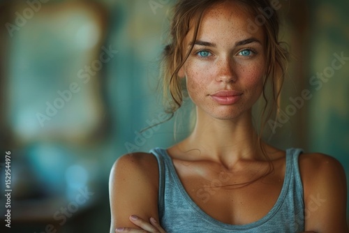 A stunning young woman with striking blue eyes and freckles, radiating natural beauty and confidence, capturing the essence of youth and freshness in a serene setting. Free Download A stunning young woman with striking blue eyes and freckles, radiating natural beauty and confidence, capturing the essence of youth and freshness in a serene setting. - GFXLoad