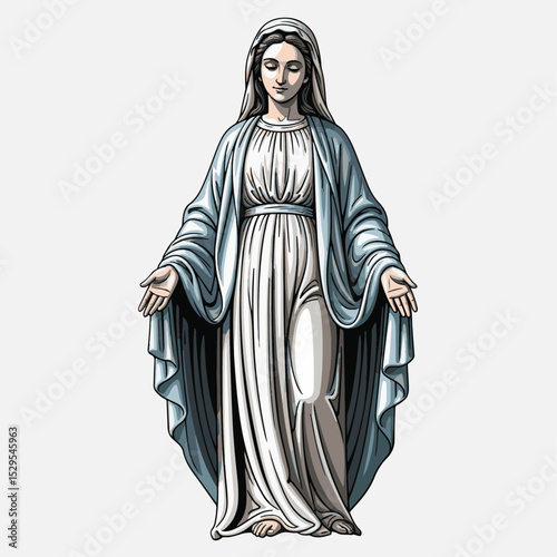 Majestic Virgin Mary statue depicting grace and devotion in a spiritual setting