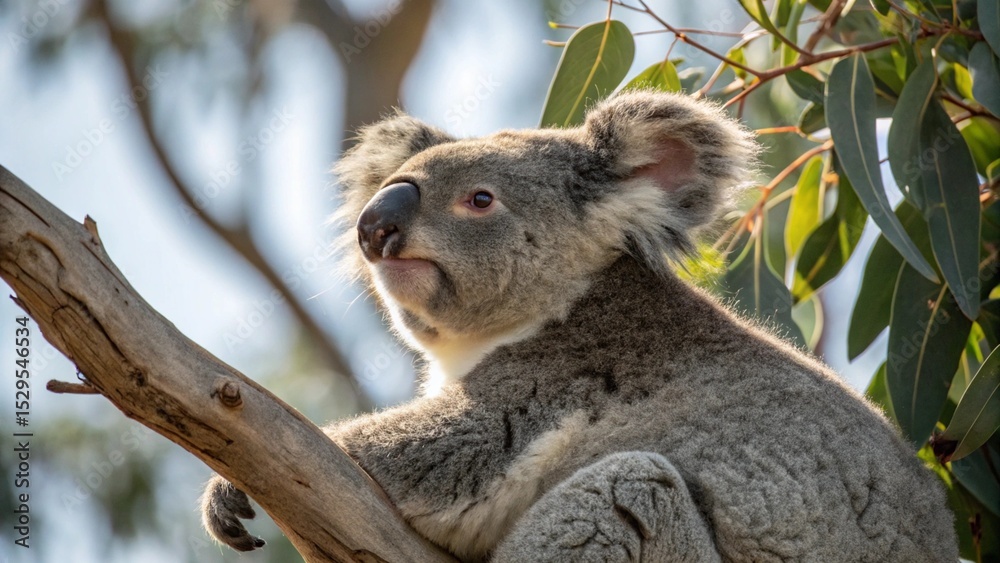 Fototapeta premium Koala perched on a tree